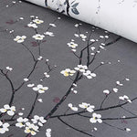 YEPINS Soft Quilt Duvet Cover Set with Zipper Closure and Corner Ties, Tree Branch Printed Pattern, Grey and White Colour, Reversible Design- Brushed Microfiber Super King Size(260X220CM)