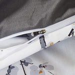 YEPINS Soft Quilt Duvet Cover Set with Zipper Closure and Corner Ties, Tree Branch Printed Pattern, Grey and White Colour, Reversible Design- Brushed Microfiber Super King Size(260X220CM)
